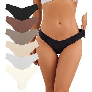 Women Seamless Bikini Underwear 79% Nylon 21% Spandex 6 Pack No Show Breathable